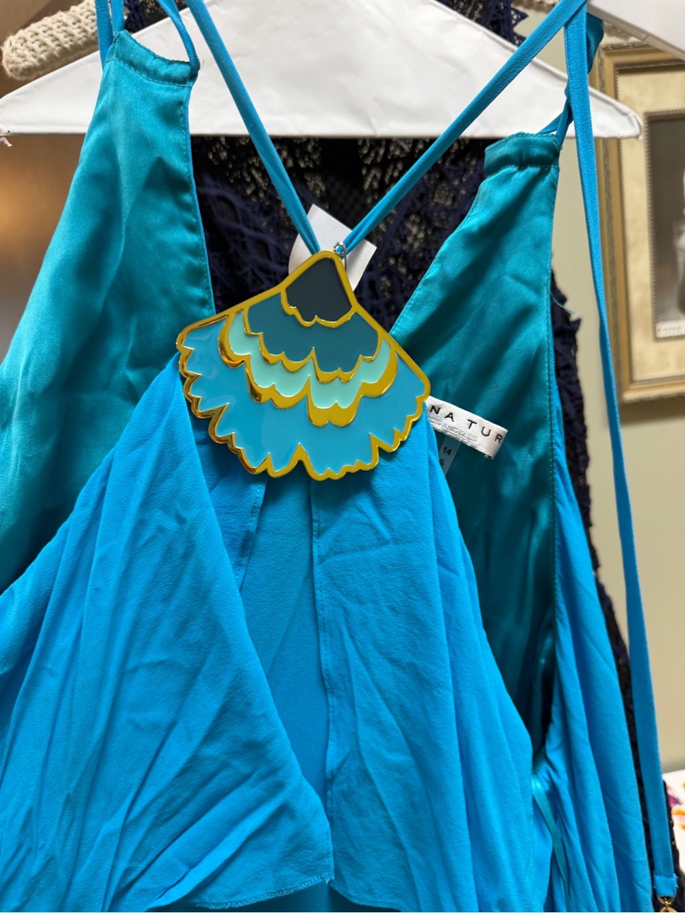 Trina Turk Bright Turquoise Satin-Lined Strappy Slip